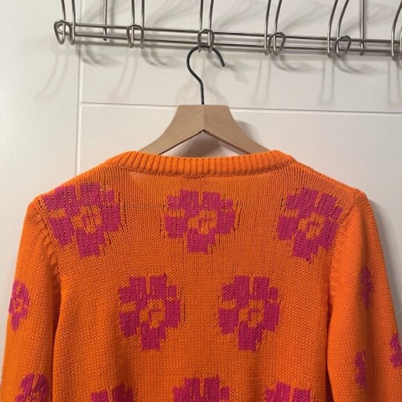 NWT Tach Vera Floral Knit Cardigan Button Front Size Small Orange Pink Y2K - Picture 9 of 16